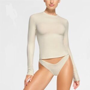 SKIMS Cream Long Sleeve Bodysuit